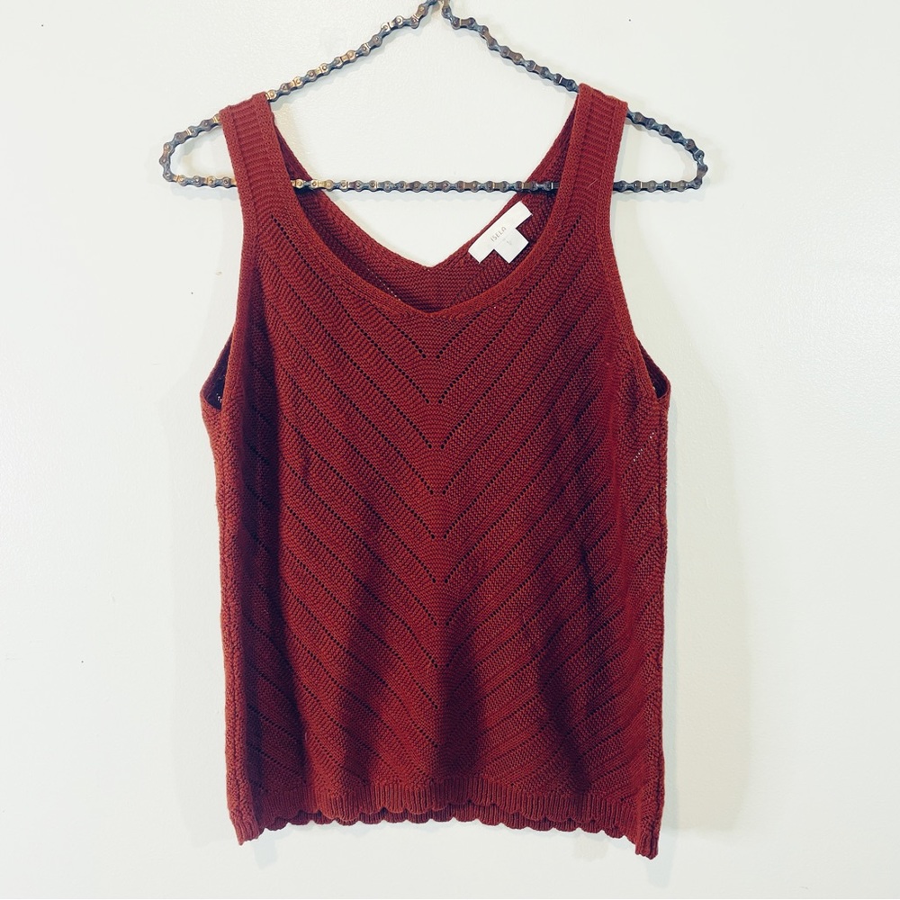 Isela open knit sweater tank top womens size large L